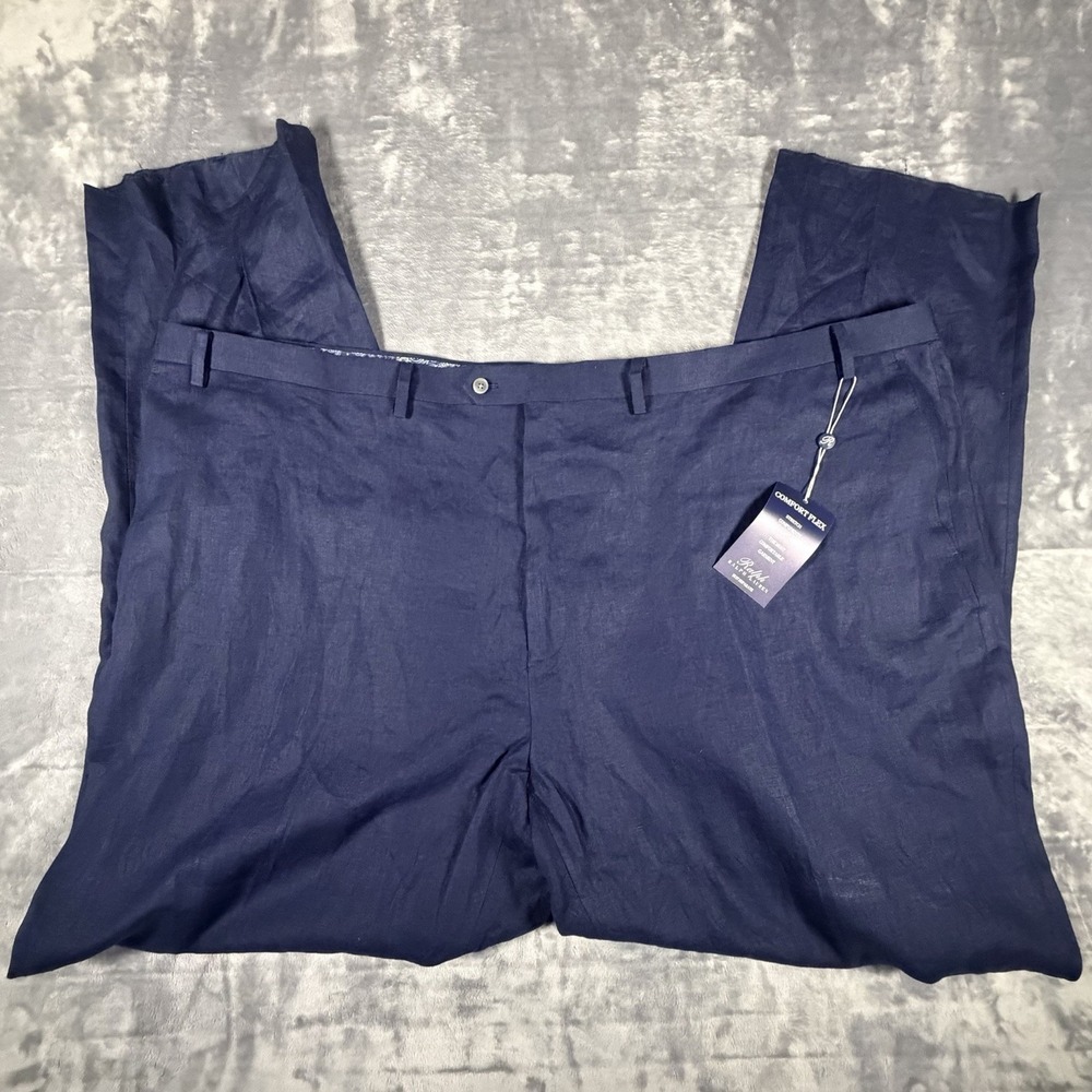 Ralph Lauren Pants Men's 60x37 Blue 100% Linen Big Tall Oversized Comfort Flex